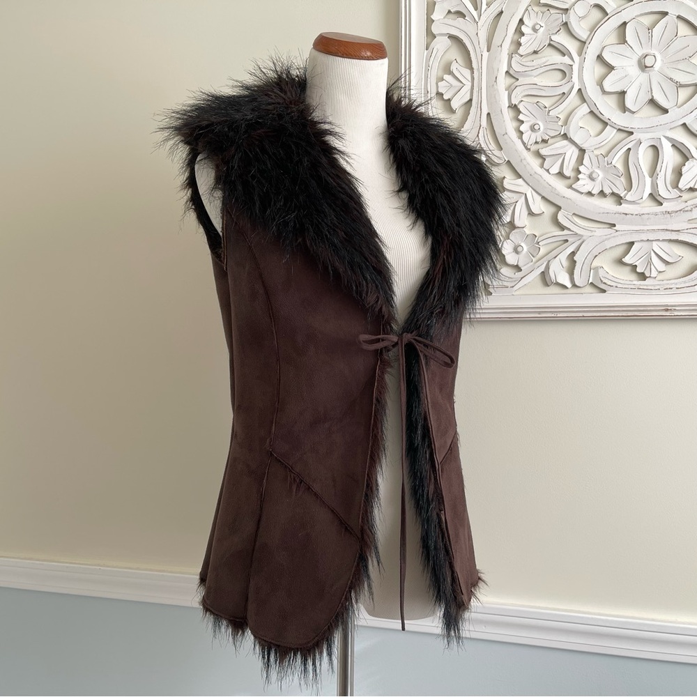 Bagatelle Faux Shearling Sherpa Fur Vest Brown Size S Small Casual party